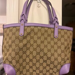 Gucci Beige and Lavender Tote Bag